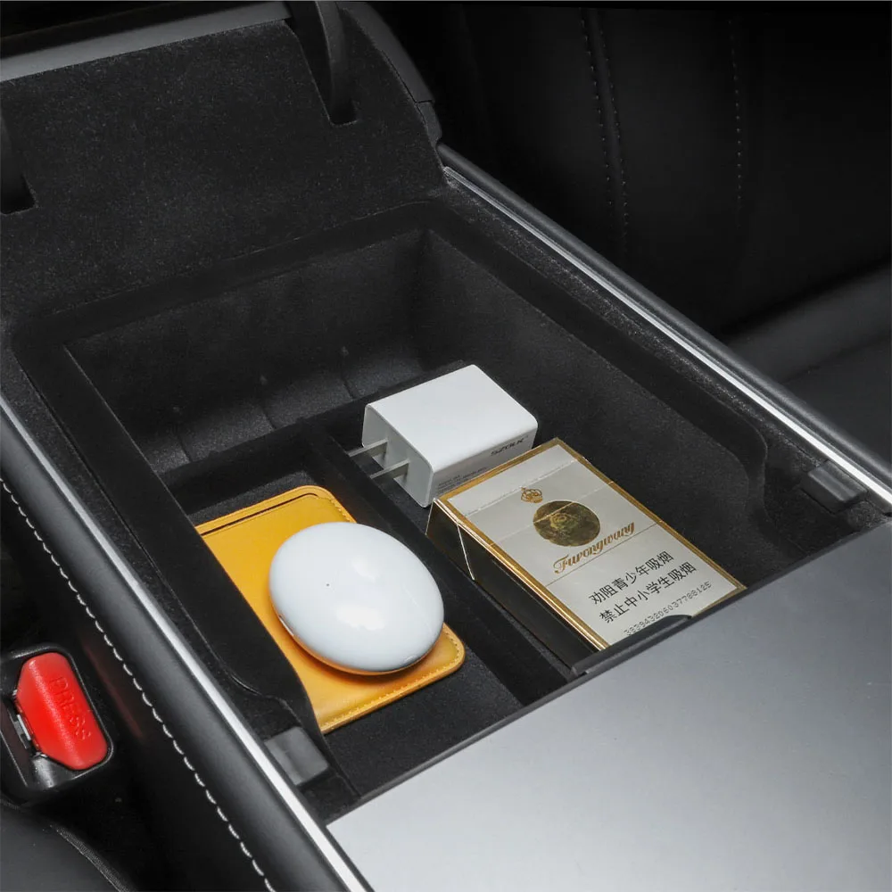 For Tesla 2024 Highland Model 3 2021-2024 Model Y Center Armrest Hidden Storage Box Cup Holder Console Organizer Box Accessories