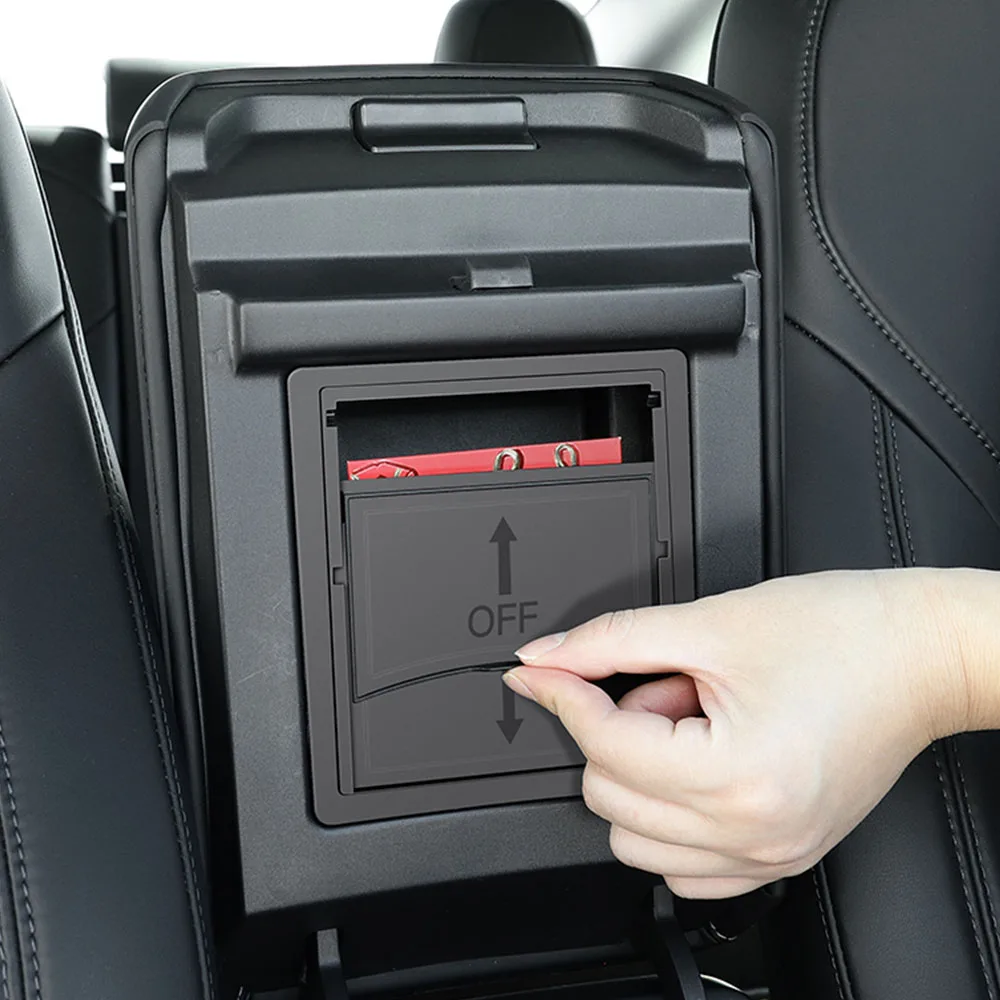 For Tesla 2024 Highland Model 3 2021-2024 Model Y Center Armrest Hidden Storage Box Cup Holder Console Organizer Box Accessories