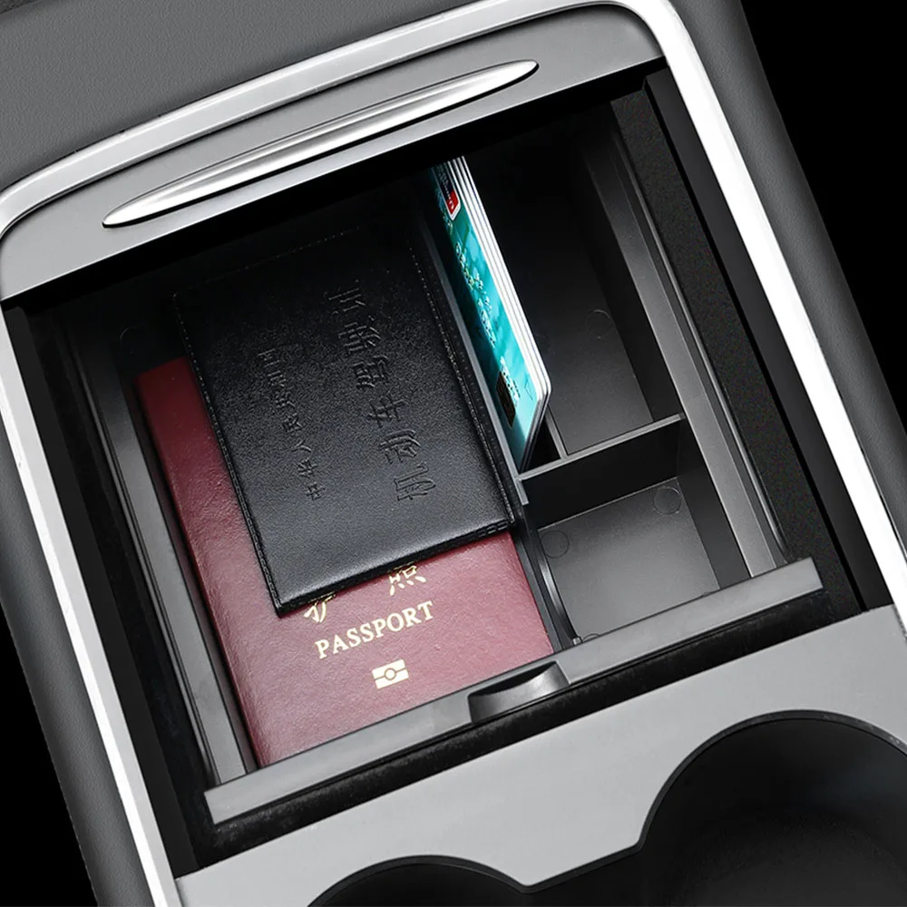 For Tesla 2024 Highland Model 3 2021-2024 Model Y Center Armrest Hidden Storage Box Cup Holder Console Organizer Box Accessories