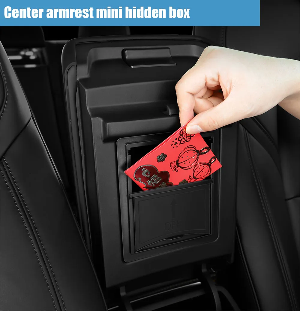For Tesla 2024 Highland Model 3 2021-2024 Model Y Center Armrest Hidden Storage Box Cup Holder Console Organizer Box Accessories
