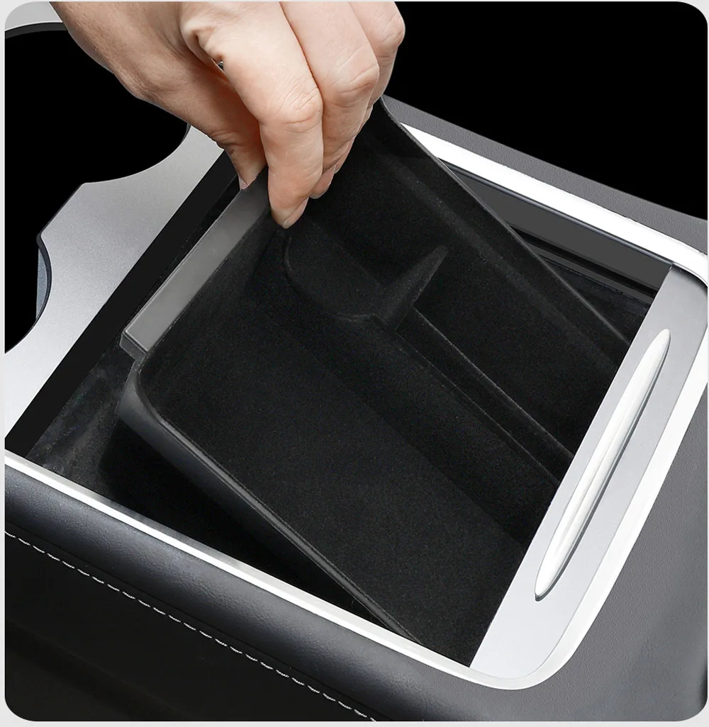 For Tesla 2024 Highland Model 3 2021-2024 Model Y Center Armrest Hidden Storage Box Cup Holder Console Organizer Box Accessories