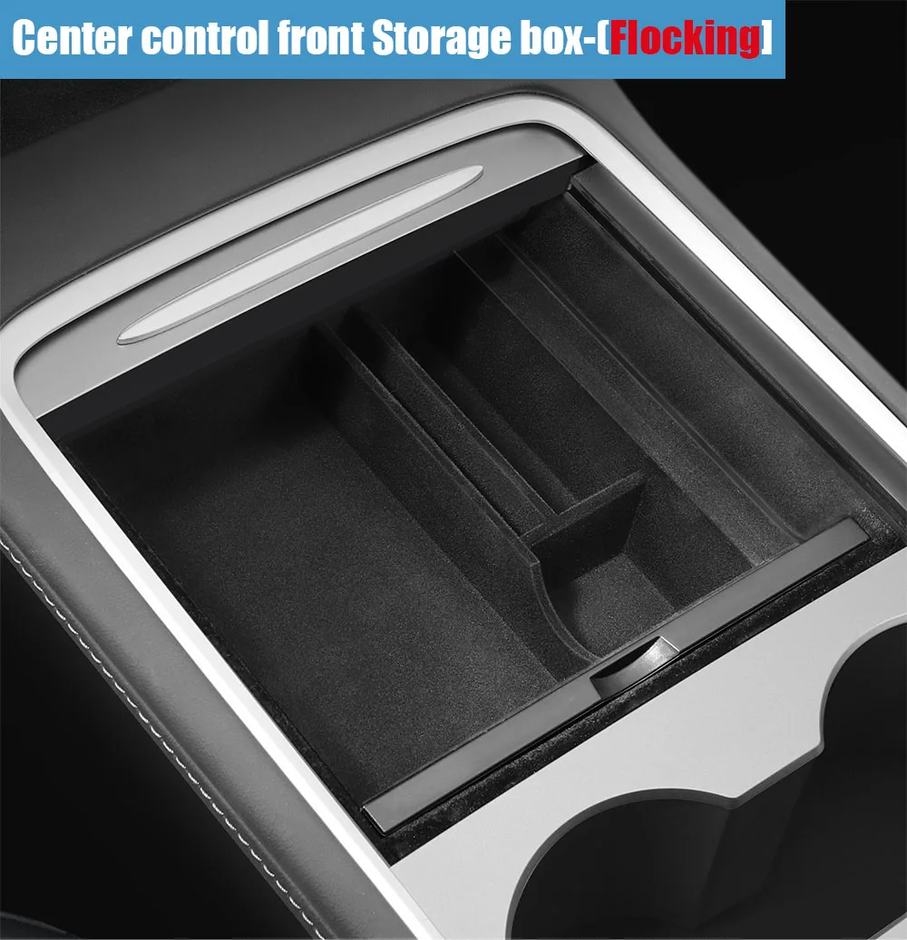 For Tesla 2024 Highland Model 3 2021-2024 Model Y Center Armrest Hidden Storage Box Cup Holder Console Organizer Box Accessories