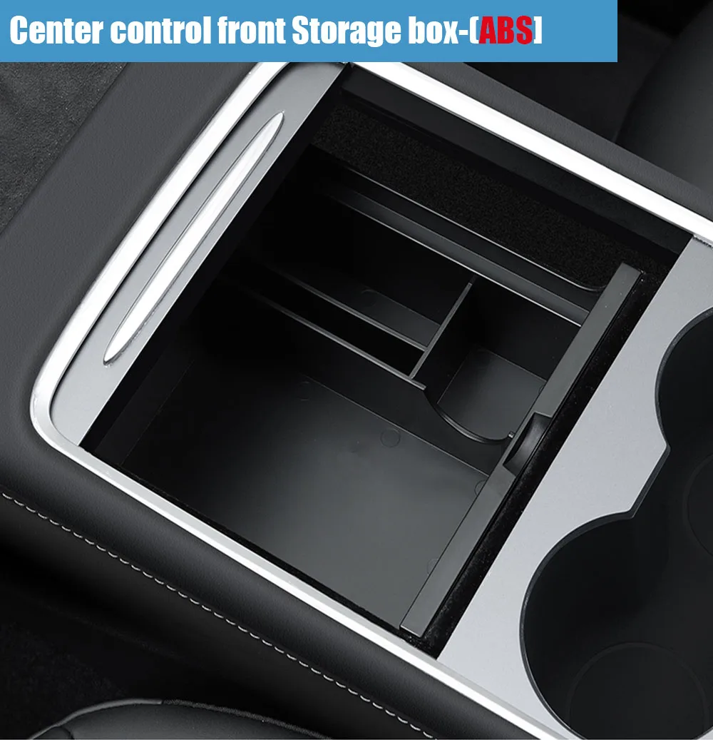 For Tesla 2024 Highland Model 3 2021-2024 Model Y Center Armrest Hidden Storage Box Cup Holder Console Organizer Box Accessories