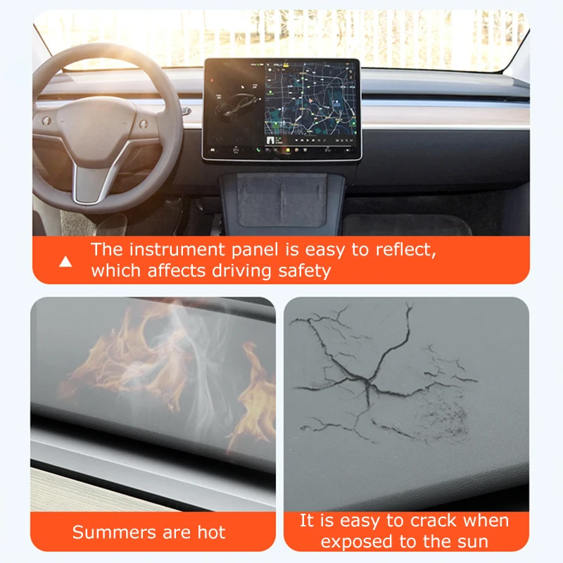 Anti-UV Dashboard Cover For Tesla Model 3 Y S Highland