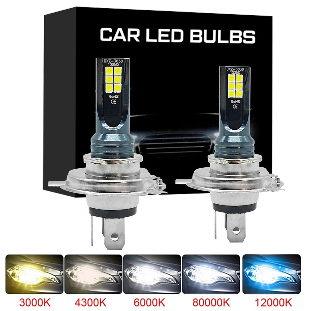 2Pcs Super Bright Car LED Headlight & Fog Bulbs H4 H7 H1 H3 H8 H9 H11 9005 9006 12V/24V 80W