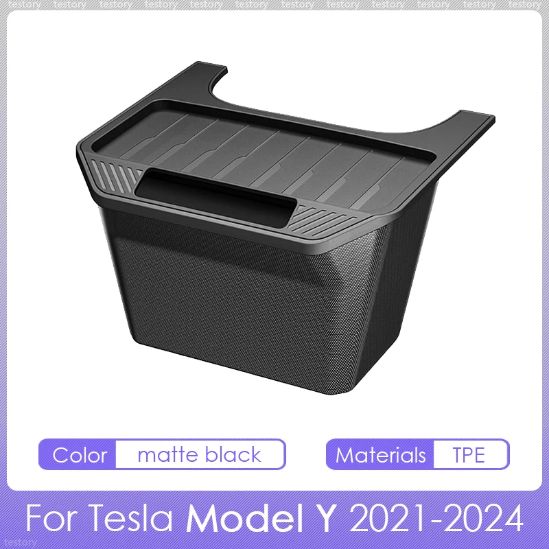 Tesla Model Y 2021-2024 Rear Seat Storage Box | TPE Backseat Bin & Rubbish Can