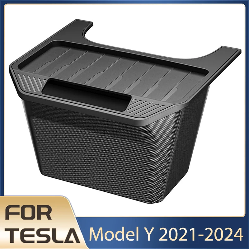Tesla Model Y 2021-2024 Rear Seat Storage Box | TPE Backseat Bin & Rubbish Can