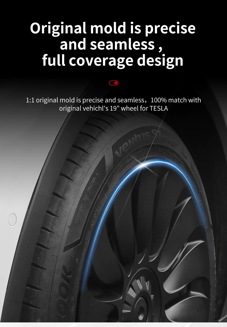 4PCS Hubcaps for Tesla Model Y 2019-2024 19 Inch Storm Style Wheel Cover Performance Replacement Full Rim Cover Accessories