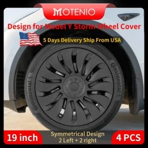 4PCS Hubcaps for Tesla Model Y 2019-2024 19 Inch Storm Style Wheel Cover Performance Replacement Full Rim Cover Accessories