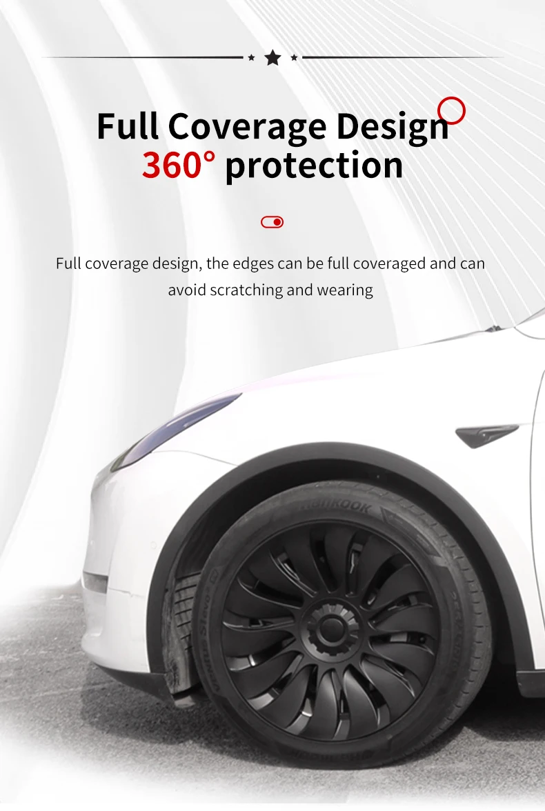 4PCS Hubcaps for Tesla Model Y 2019-2024 19 Inch Storm Style Wheel Cover Performance Replacement Full Rim Cover Accessories