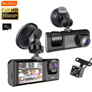 Dash Cam with IR Night Vision | 1080P 3-Camera DVR Video Recorder