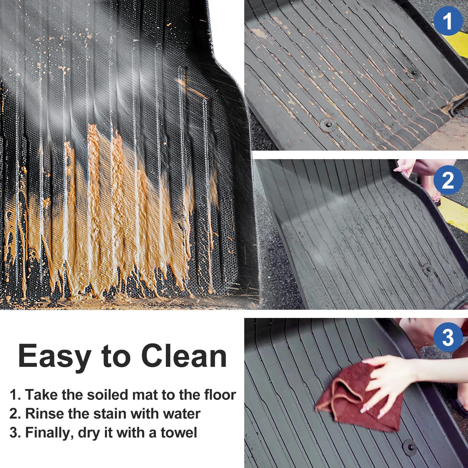 LUCKEASY for BYD SHARK 2024 2025 Car Floor Mats TPE Waterproof Foot Pad Auto Pickup Interior Accessories Cargo Liner Trunk Mat